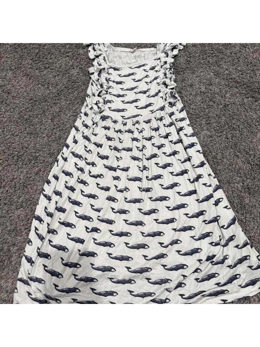 Kate Quinn White and Navy Whale Print and Ruffle Sleeves